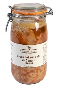 CASSOULET AU CONFIT DE CANARD, BOUTIQUE A LA FERME, PRODUCTEUR DE FOIE GRAS ET DE CONSERVES A BASE DE CANARD, DOMAINE DE VOISIN, TILLAY-LE-PENEUX, EURE-ET-LOIR, FRANCE 