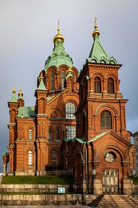 CLOCHERS DE LA CATHEDRALE OUSPENSKI, CENTRE DE L'EGLISE ORTHODOXE DE FINLANDE, HELSINKI, FINLANDE, EUROPE 