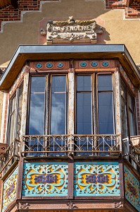 FACADE ART DECO DE LA FENDERIE (ANCIEN SITE INDUSTRIEL), RUGLES, EURE, NORMANDIE, FRANCE 