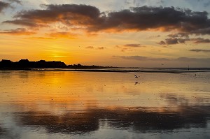 COUCHER DE SOLEIL SUR LA PLAGE DE CABOURG, CALVADOS, NORMANDIE, FRANCE 