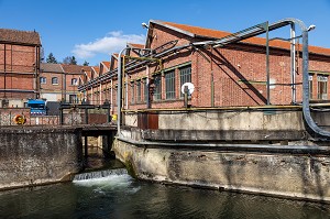 USINE DE BOISTHOREL, HME BRASS, INSTALLEE AU BORD DE LA RISLE, INDUSTRIE METALLURGIQUE DU LAITON, RAI, ORNE, NORMANDIE, FRANCE 