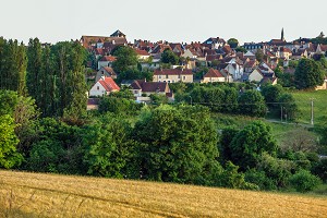 VILLAGE PERCHERON DE MORTAGNE-AU-PERCHE ACCROCHE A LA COLLINE, ORNE, PERCHE, NORMANDIE, FRANCE 