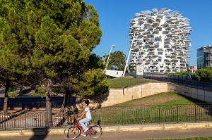 IMMEUBLE MODERNE L'ARBRE BLANC, ARCHITECTES SOO FOUJIMOTO, NICOLAS LAISNE ET MANAL RACHDI, BATIMENT ELU PLUS BEL IMMEUBLE RESIDENTIEL DU MONDE EN 2019, PLACE CHRISTOPHE COLOMB, MONTPELLIER, HERAULT, OCCITANIE, FRANCE 