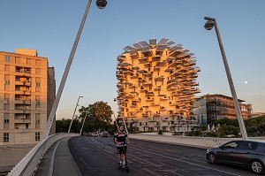 IMMEUBLE MODERNE L'ARBRE BLANC, ARCHITECTES SOO FOUJIMOTO, NICOLAS LAISNE ET MANAL RACHDI, BATIMENT ELU PLUS BEL IMMEUBLE RESIDENTIEL DU MONDE EN 2019, PLACE CHRISTOPHE COLOMB, MONTPELLIER, HERAULT, OCCITANIE, FRANCE 