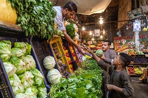 ETALAGE DE FRUITS ET LEGUMES, MARCHE EL DAHAR, QUARTIER POPULAIRE DE LA VIEILLE VILLE, HURGHADA, EGYPTE, AFRIQUE 