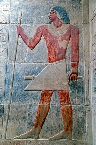 BAS-RELIEF DE KAGEMNI, VIZIR DU PHARAON TETI DE LA IV EME DYNASTIE, MASTABA DE LA NECROPOLE DE SAQQARAH, REGION DE MEMPHIS ANCIENNE CAPITALE DE L'EGYPTE ANTIQUE, LE CAIRE, EGYPTE, AFRIQUE 