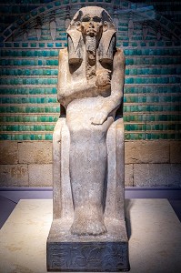 STATUE DE DJOSER (DJESER), PREMIER DE LA III EME DYNASTIE ET FONDATEUR DE L'ANCIEN EMPIRE, MUSEE EGYPTIEN DU CAIRE CONSACRE A L'ANTIQUITE EGYPTIENNE, LE CAIRE, EGYPTE, AFRIQUE 