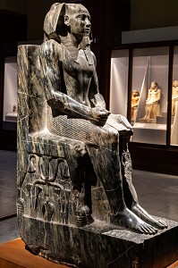 STATUE DU PHARAON KHEPHREN, FIS DE KHEOPS, MUSEE EGYPTIEN DU CAIRE CONSACRE A L'ANTIQUITE EGYPTIENNE, LE CAIRE, EGYPTE, AFRIQUE 