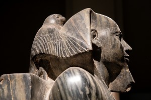 STATUE DU PHARAON KHEPHREN, FIS DE KHEOPS, MUSEE EGYPTIEN DU CAIRE CONSACRE A L'ANTIQUITE EGYPTIENNE, LE CAIRE, EGYPTE, AFRIQUE 