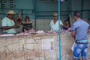 BOUCHERIE CUBAINE SUR LE MARCHE, VIE QUOTIDIENNE, LA HAVANE, CUBA, CARAIBES 