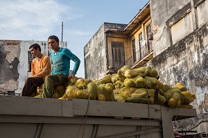 LIVRAISON DE FRUITS DANS UN CAMION, PASEO DEL PRADO, LA HAVANE, CUBA, CARAIBES 