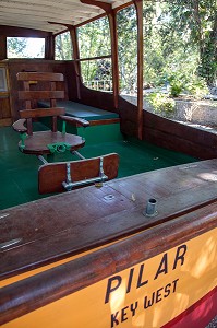 BATEAU LE PILAR DE KEY WEST ABRITE DANS LA FINCA VIGIA, MAISON ACHETE PAR ERNEST HEMINGWAY (1899-1961), ECRIVAIN ET JOURNALISTE AMERICAIN, DANS LES ANNEES 40, DEVENU SON MUSEE, SAN FRANCISCO DE PAULA, LA HAVANE, CUBA, CARAIBES 