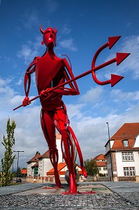 DIABLE ROUGE, SURNOM ET EMBLEME DU 152 EME REGIMENT D'INFANTERIE ENGAGE DANS LA GUERRE EN AFGHANISTAN, QUARTIER WALTER, COLMAR, HAUT-RHIN (68), FRANCE 