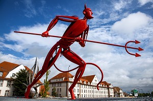 DIABLE ROUGE, SURNOM ET EMBLEME DU 152 EME REGIMENT D'INFANTERIE ENGAGE DANS LA GUERRE EN AFGHANISTAN, QUARTIER WALTER, COLMAR, HAUT-RHIN (68), FRANCE 