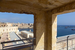 FORT SANT ANGELO, FORT SAINT ANGE, BIRGU, VITTORIOSA ET LA VALETTE SUR L'AUTRE RIVE, MALTE 