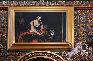 REPRODUCTION DE SAINT JEROME ECRIVANT, LE CARAVAGE CO CATHEDRALE SAINT JEAN, LA VALETTE, MALTE 