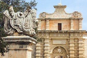 PORTE DE MDINA, ANCIENNE VILLE MEDIEVALE FORTIFIEE ET ANCIENNE CAPITALE DE MALTE, MDINA, MALTE 