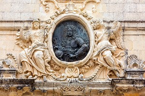 FRONTON DU MUSEUM D'HISTOIRE NATURELLE, GRAND MAITRE ANTONIO MANOEL DE VILHENA, MDINA, MALTE 