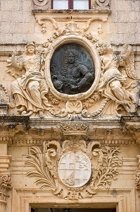 FRONTON DU MUSEUM D'HISTOIRE NATURELLE, GRAND MAITRE ANTONIO MANOEL DE VILHENA, MDINA, MALTE 