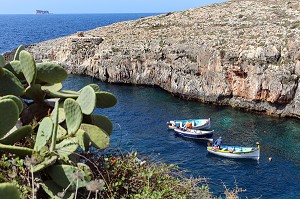 BATEAUX POUR LA VISITE DE LA GROTTE BLEUE PRES DE WIED IZ ZURRIEQ, DANS LE SUD OUEST DE MALTE 