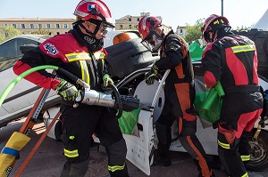 DEMONSTRATION DE TYPE CHALLENGE NATIONAL DE SECOURS ROUTIER, WORLD RESCUE CHALLENGES, AJACCIO, CORSE DU SUD, FRANCE 