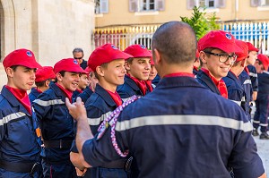 JEUNES SAPEURS-POMPIERS, AJACCIO, CORSE DU SUD, FRANCE 