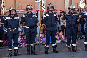 ILLUSTRATION PRISE D'ARME, SAPEURS-POMPIERS, 124EME CONGRES DES SAPEURS-POMPIERS DE FRANCE, AJACCIO, CORSE DU SUD, FRANCE 