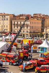 EXPOSITION DE VEHICULES ET MATERIELS DE SAPEUR-POMPIER, 124EME CONGRES DES SAPEURS-POMPIERS DE FRANCE, AJACCIO, CORSE DU SUD, FRANCE 