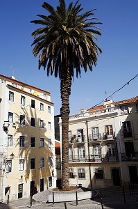 PLACE, LARGO DE SAO MIGUEL, QUARTIER DE L'ALFAMA, PORTUGAL, EUROPE 