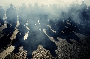 ILLUSTRATION DE GREVISTES MANIFESTANT DANS LES RUE DE PARIS 