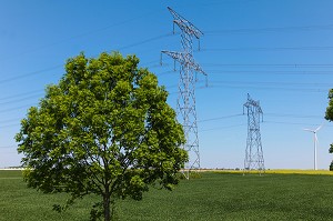 ILLUSTRATION ENERGIE ELECTRIQUE ET EOLIENNE, (80) SOMME, PICARDIE, FRANCE 