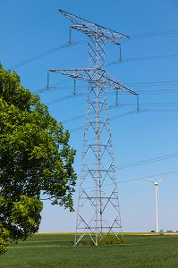 ILLUSTRATION ENERGIE ELECTRIQUE ET EOLIENNE, (80) SOMME, PICARDIE, FRANCE 