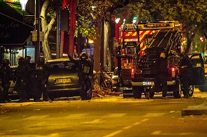ATTENTAT DE PARIS AU BATACLAN COMMIS PAR DES MEMBRES DE DAESH, ETAT ISLAMIQUE, 11 EME ARRONDISSEMENT, PARIS (75), ILE DE FRANCE, FRANCE 