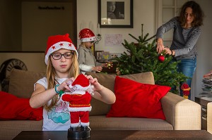 DECORATION EN FAMILLE DU SAPIN DE NOEL 