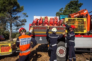SAPEURS POMPIERS, DETACHEMENT D'INTERVENTIONS HELIPORTES FEU DE FORET 