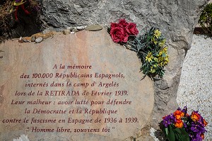 STELE MEMOIRE REPUBLICAINS ESPAGNOLS, ARGELES-SUR-MER, PYRENEES-ORIENTALES (66), FRANCE 