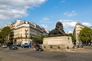 REPLIQUE DU LION DE BELFORT, PLACE DENFERT ROCHEREAU, PARIS, 14EME ARRONDISSEMENT, FRANCE, EUROPE 