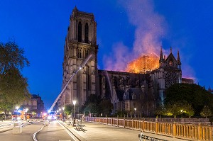 INCENDIE DE LA CATHEDRALE NOTRE DAME DE PARIS, PARIS, LE 15/04/19 