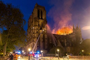 INCENDIE DE LA CATHEDRALE NOTRE DAME DE PARIS, PARIS, LE 15/04/19 