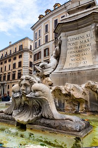 DETAIL FONTAINE DU PANTHEON, ROME, ITALIE, EUROPE 