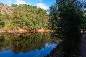 VAL SANS RETOUR, FORET DE BROCELIANDE, LIEU LEGENDAIRE, CONNU COMME LE DOMAINE DE LA FEE MORGANE, PAIMPONT, BRETAGNE, FRANCE 