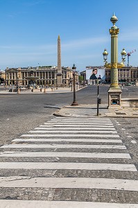 PLACE DE LA CONCORDE DESERTE, VIDE LORS DU CONFINEMENT DE LA PANDEMIE DU COVID 19, PARIS, ILE DE FRANCE 