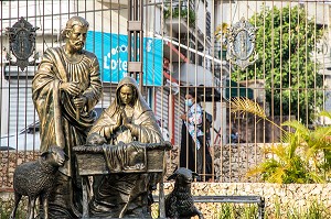 STATUE, ÉGLISE DE SANTA BARBARA, IGLESIA DE SANTA BARBARA, QUARTIER COLONIAL, CLASSE AU PATRIMOINE MONDIAL DE L'UNESCO, SAINT DOMINGUE, SANTO DOMINGO, REPUBLIQUE DOMINICAINE 