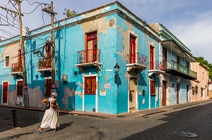 MAISON COLOREE, QUARTIER COLONIAL, CLASSE AU PATRIMOINE MONDIAL DE L'UNESCO, SAINT DOMINGUE, SANTO DOMINGO, REPUBLIQUE DOMINICAINE 