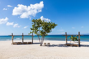 ILLUSTRATION BAISSE DE FREQUENTATION DE RESORT, GESTE BARRIERE ET DISTANCIATION EN PERIODE DE PANDEMIE DU COVID 19, PLAGE DU WESTIN PUNTA CANA RESORT & CLUB, REPUBLIQUE DOMINICAINE 