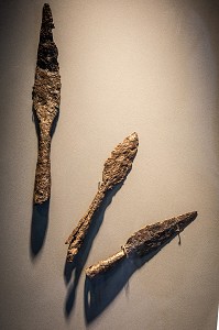 POINTES DE JAVELOTS EN FER, MUSEE D'ARCHEOLOGIE, JUBLAINS, (53) MAYENNE, PAYS DE LA LOIRE 