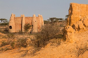 MOSQUEE AYANT SERVIE DE DECOR POUR UN TOURNAGE DE FILM DE BERNARD GIRAUDEAU AVEC RICHARD BOHRINGER, LES CAPRICES D'UN FLEUVE EN 1996, TONGON, SENEGAL, AFRIQUE DE L'OUEST 