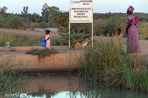 CANAL D'IRRIGATION POUR LES RIZIERES (PRODUCTION DE RIZ DE QUALITE ET TEST DE RIZ AROMATIQUES), VILLAGE TOUCOULEUR DE DEGUEMBERE, PROVINCE DE FANAYE DIERI, SENEGAL, AFRIQUE DE L'OUEST 