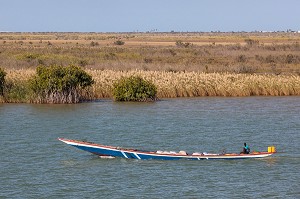 PIROGUE SUR LE FLEUVE PRES DE SAINT-LOUIS-DU-SENEGAL, SENEGAL, AFRIQUE DE L'OUEST 