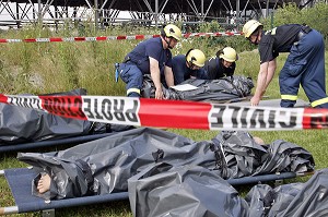 EVACUATION DES VICTIMES CONTAMINEES PAR UNE SOURCE RADIOLOGIQUE, EXERCICE EUROPEEN DE GESTION DE CRISE (PLAN ROUGE EUROPEEN OU PLAN ORSEC) A BELVAL, GRAND DUCHE DE LUXEMBOURG, EUROLUX 2007 